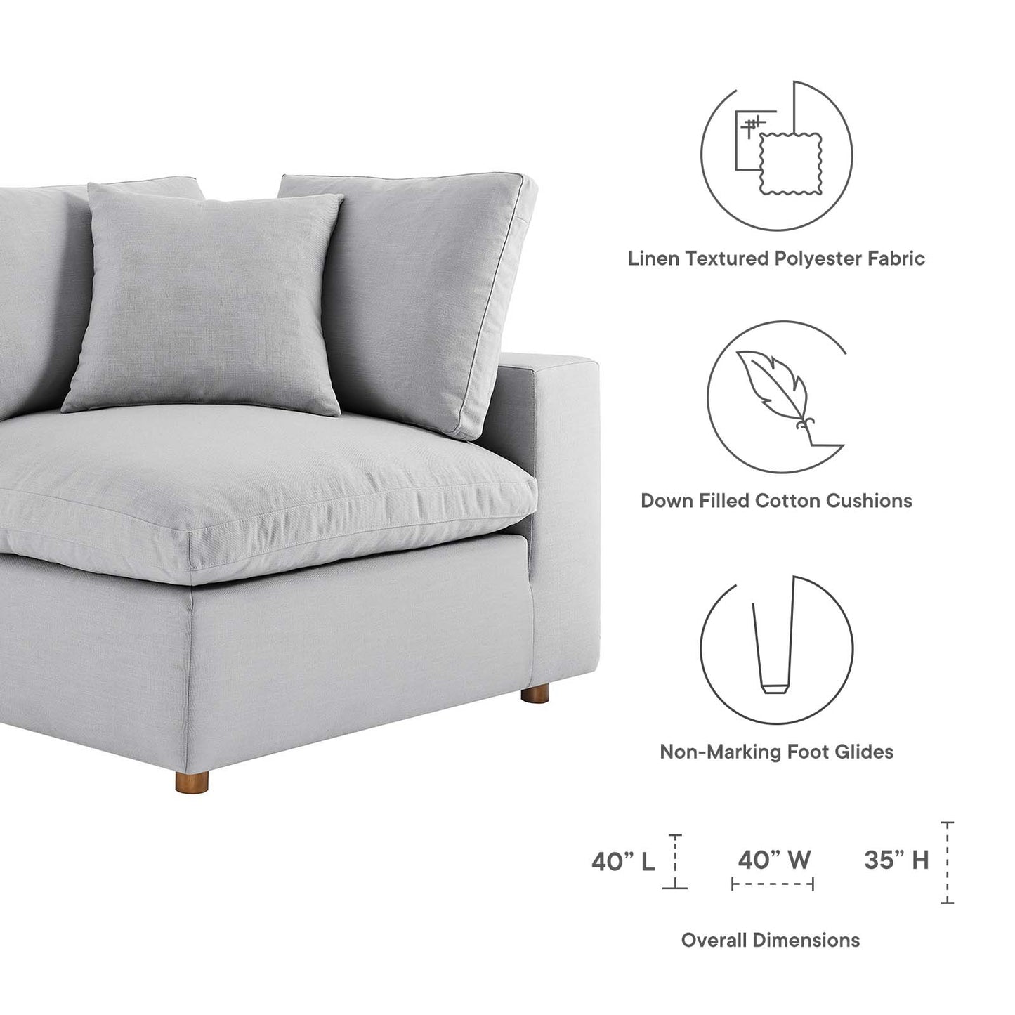 Commix Down Filled Overstuffed 6 Piece Sectional Sofa Set | Polyester Modway