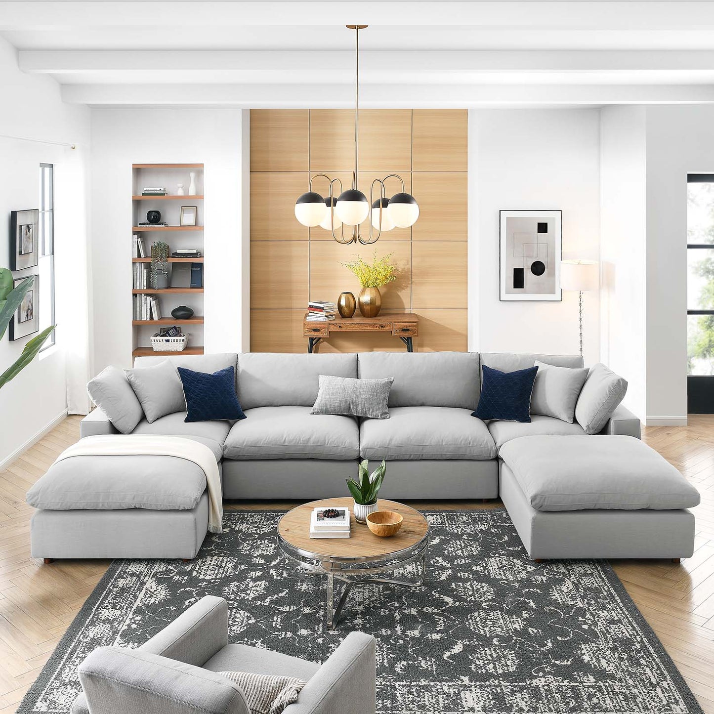 Commix Down Filled Overstuffed 6 Piece Sectional Sofa Set | Polyester Modway