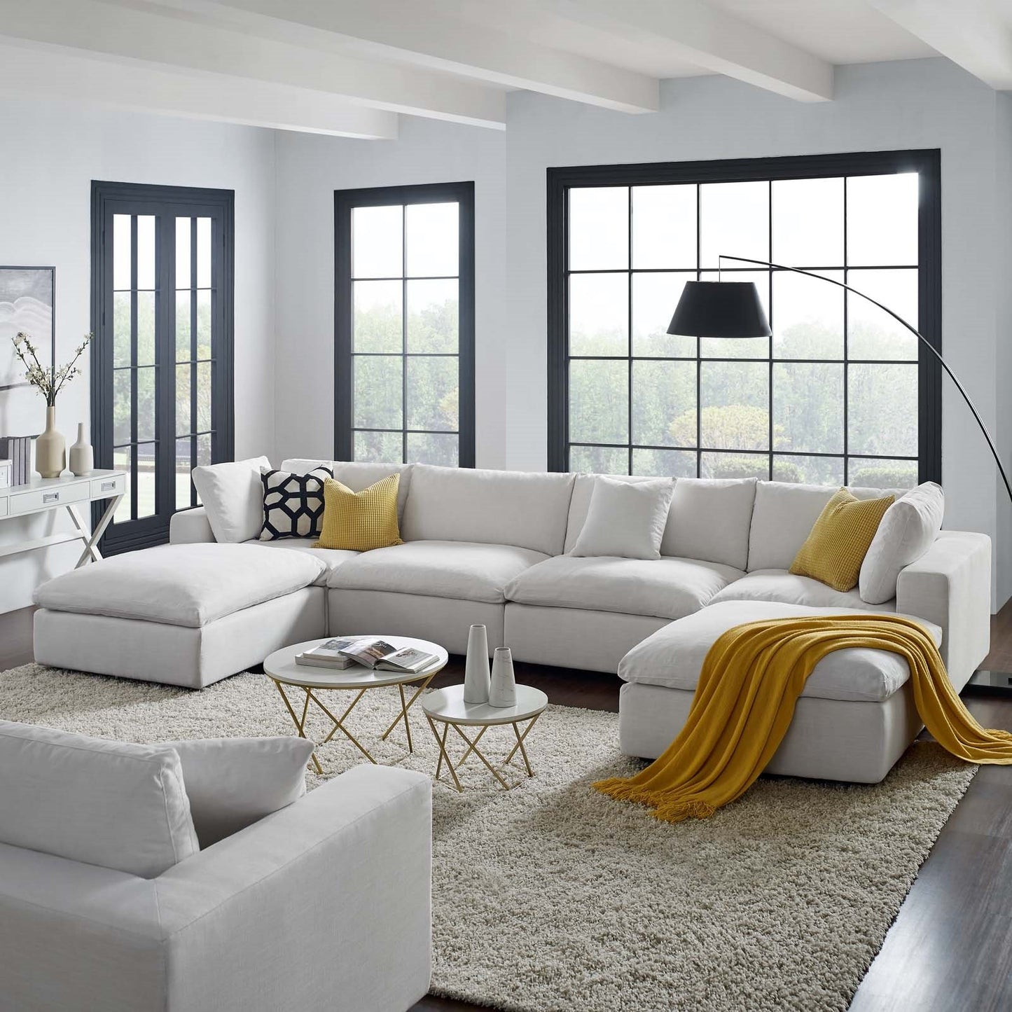 Commix Down Filled Overstuffed 6 Piece Sectional Sofa Set | Polyester Modway