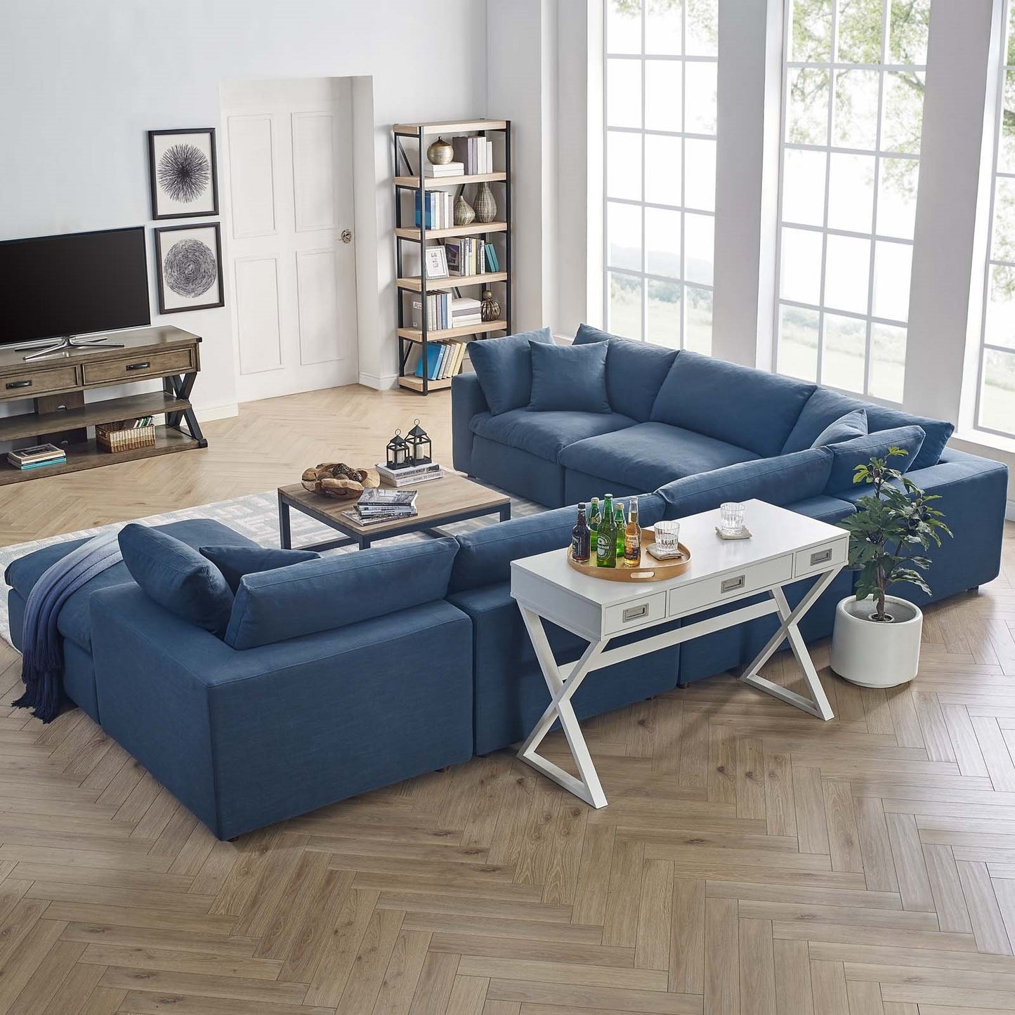 Commix Down Filled Overstuffed 7 Piece Sectional Sofa Set | Polyester by Modway