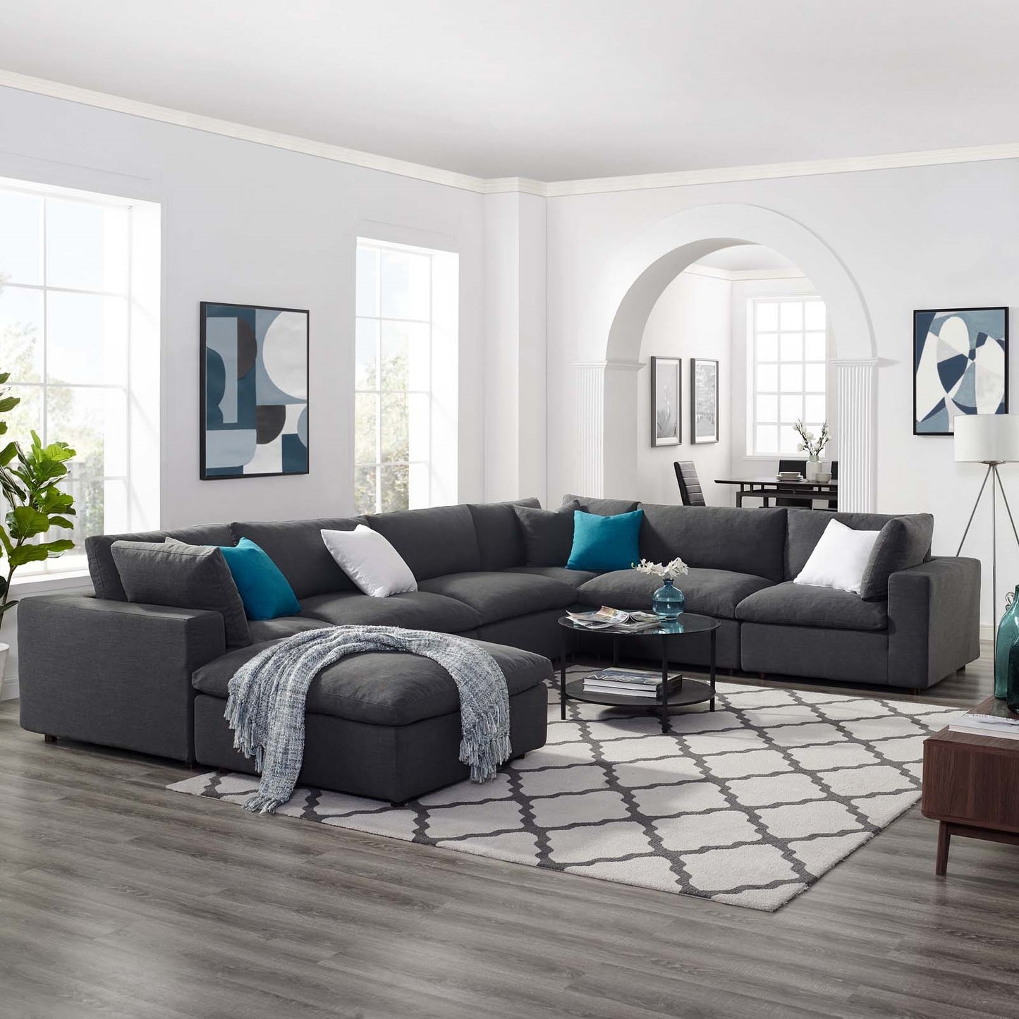 Commix Down Filled Overstuffed 7 Piece Sectional Sofa Set | Polyester by Modway