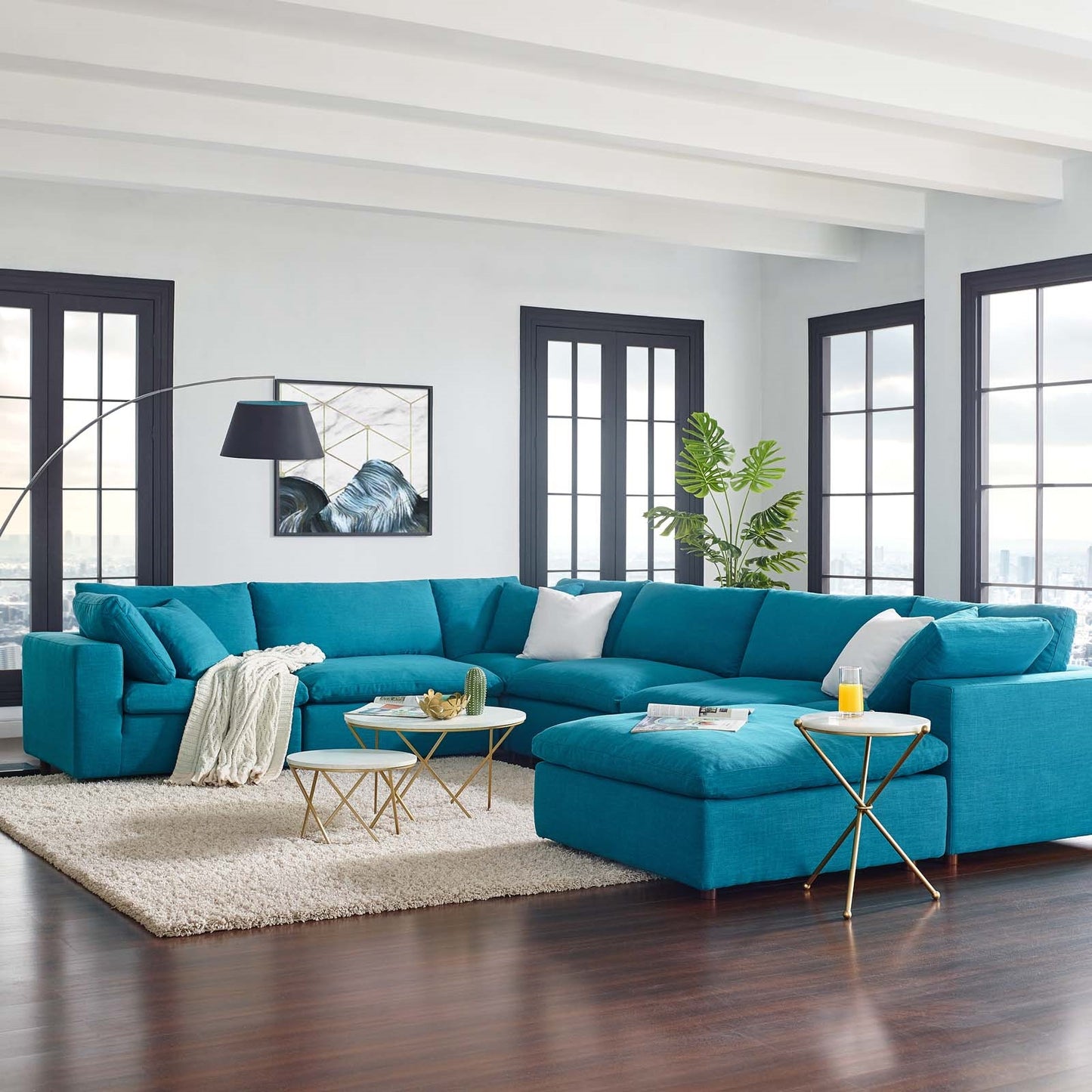 Commix Down Filled Overstuffed 7 Piece Sectional Sofa Set | Polyester by Modway