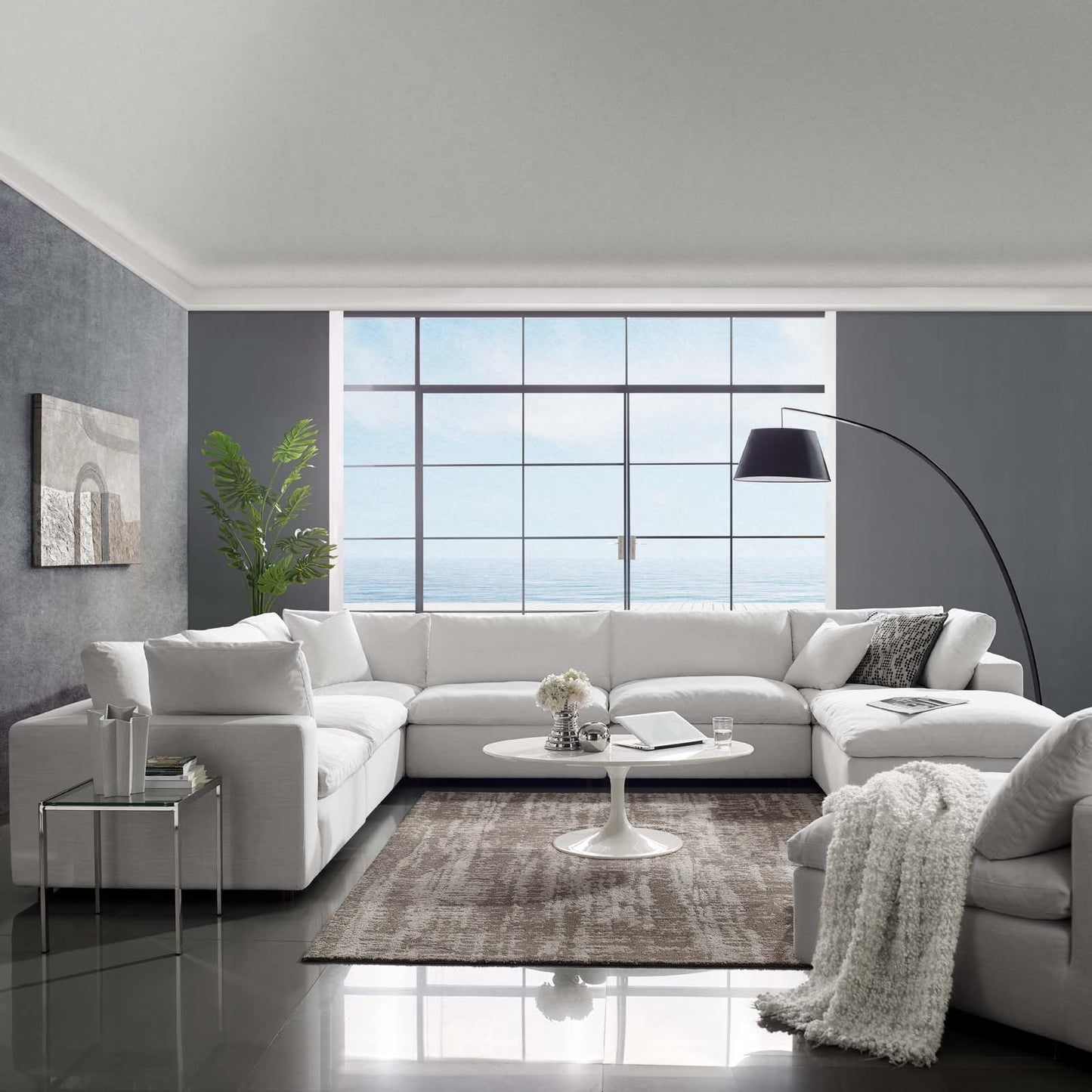 Commix Down Filled Overstuffed 7 Piece Sectional Sofa Set | Polyester by Modway