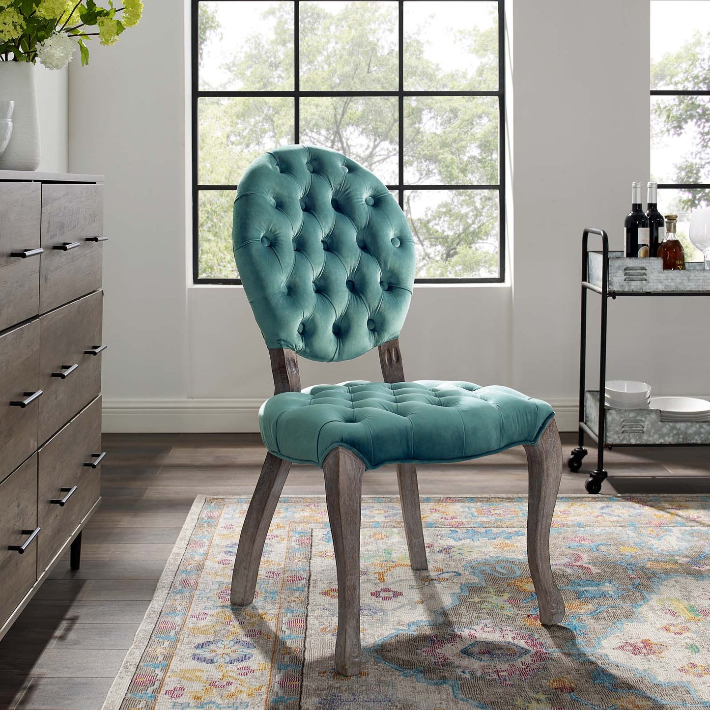 Exhibit French Vintage Dining Performance Velvet Side Chair by Modway