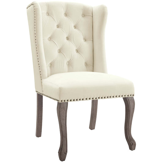 Apprise French Vintage Dining Performance Velvet Side Chair Ivory by Modway