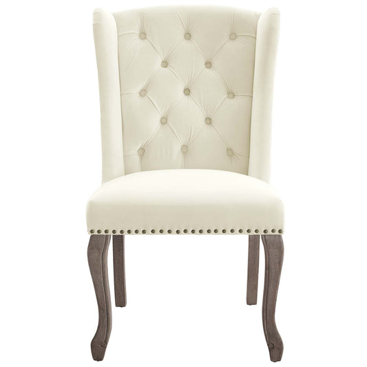 Apprise French Vintage Dining Performance Velvet Side Chair Ivory by Modway