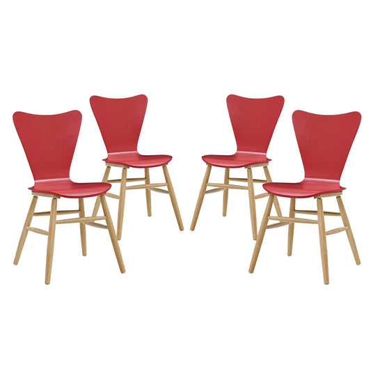 Cascade Dining Chair (Set of 4) Red by Modway