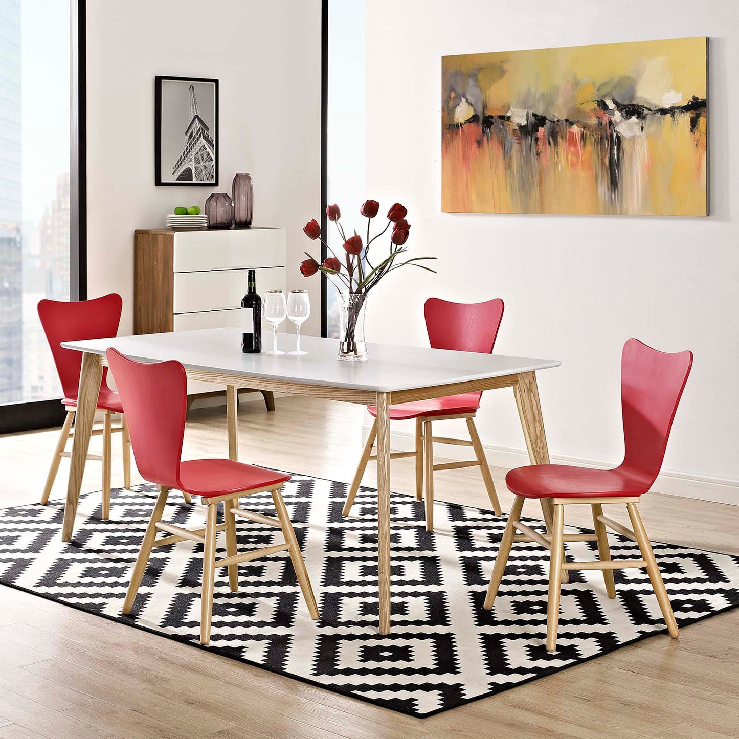Cascade Dining Chair (Set of 4) Red by Modway