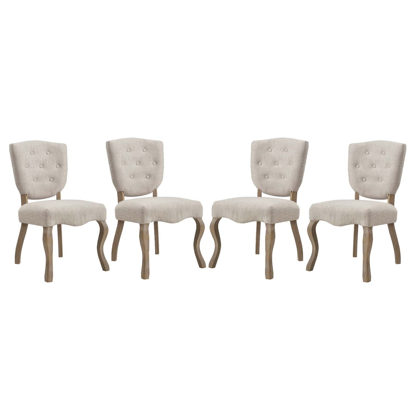 Array Dining Side Chair Set of 4 Beige | Polyester by Modway