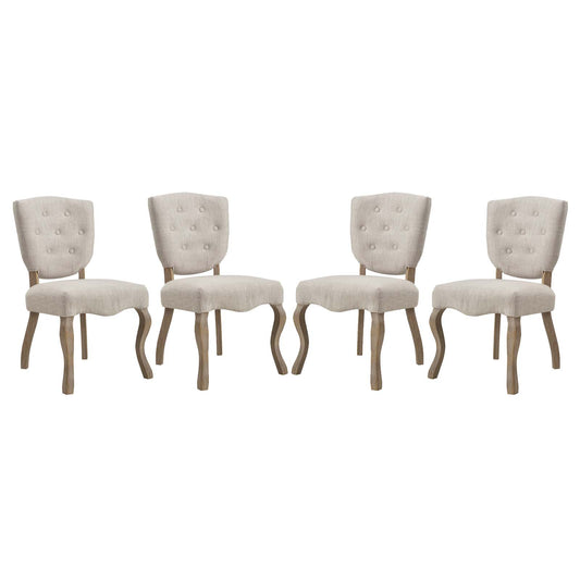 Array Dining Side Chair Set of 4 Beige | Polyester by Modway