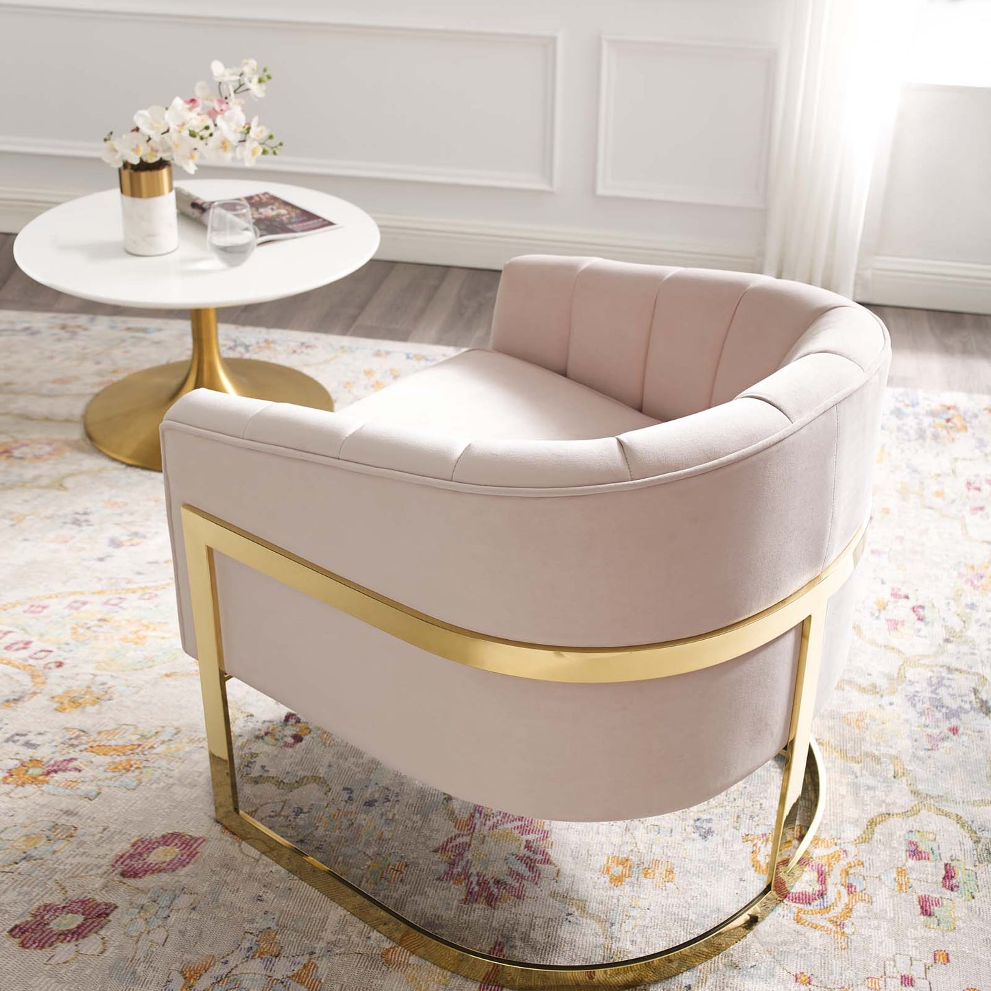 Esteem Vertical Channel Tufted Performance Velvet Accent Armchair by Modway