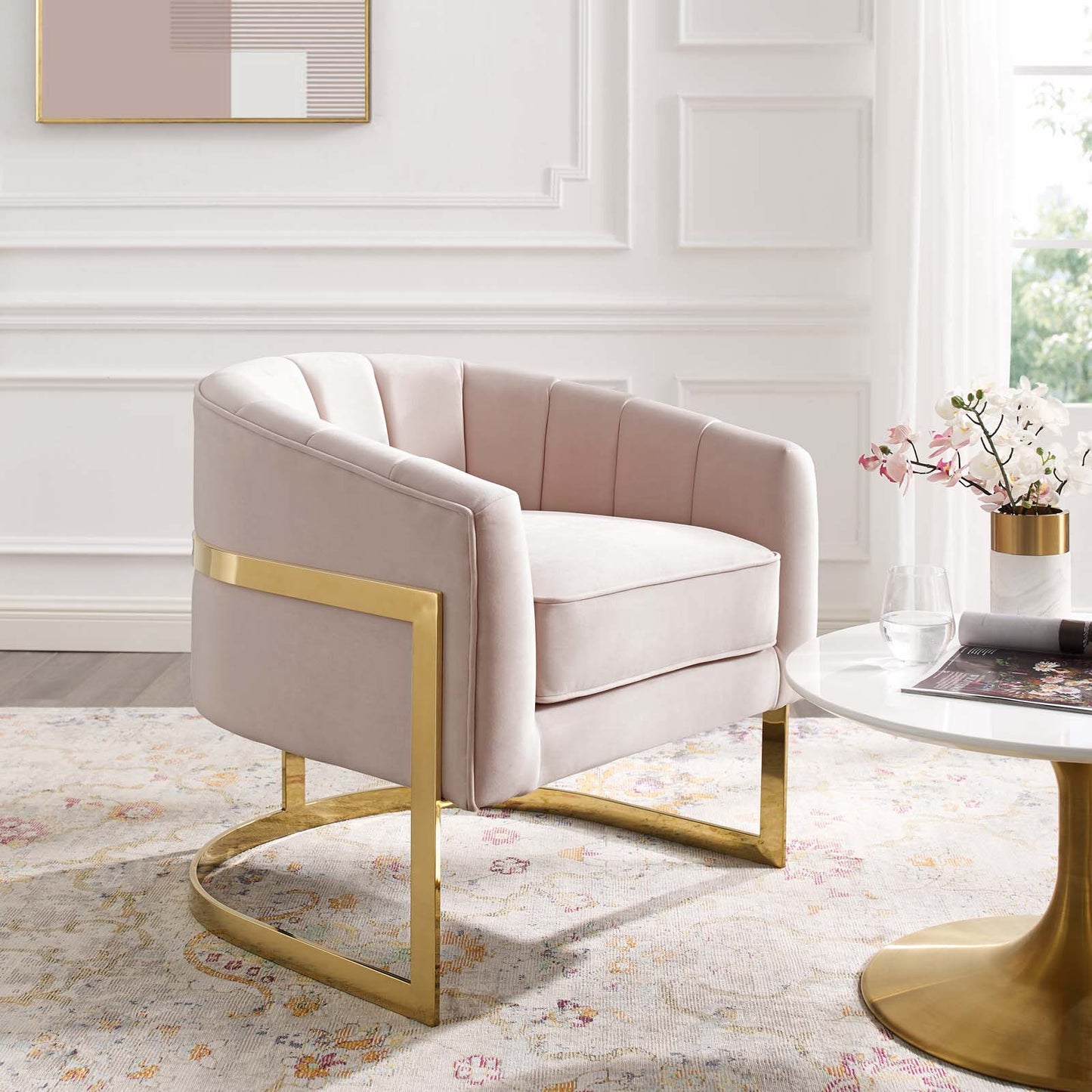 Esteem Vertical Channel Tufted Performance Velvet Accent Armchair by Modway
