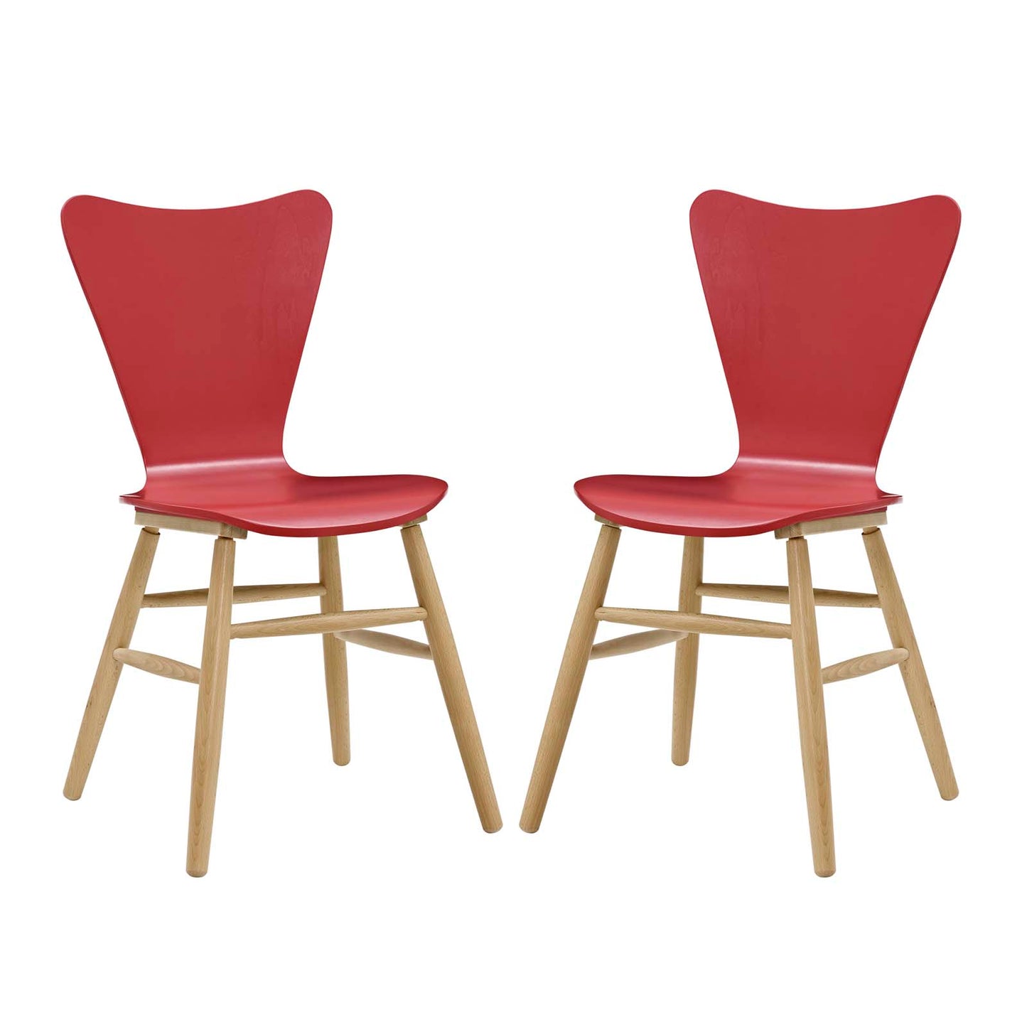 Cascade Dining Chair Set of 2 Red by Modway