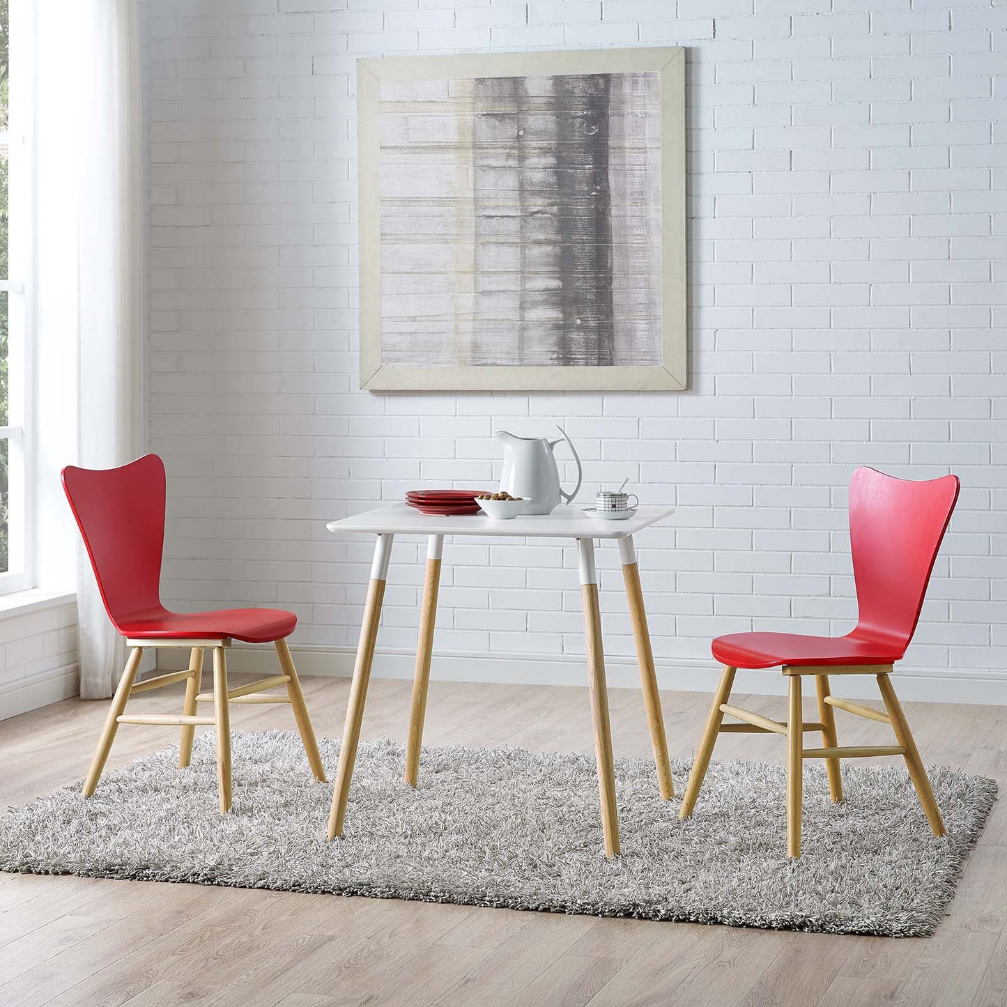 Cascade Dining Chair Set of 2 Red by Modway