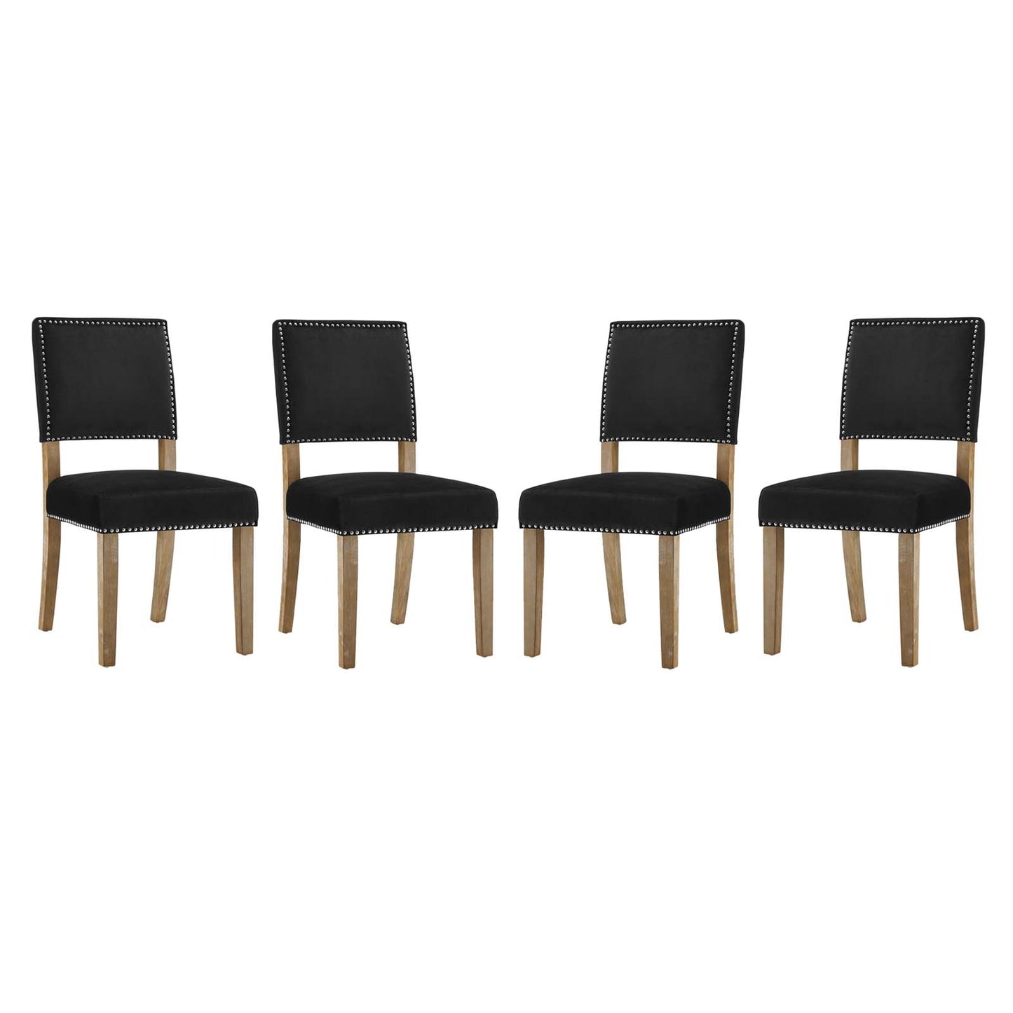 Oblige Dining Chair Wood Set of 4 | Polyester by Modway