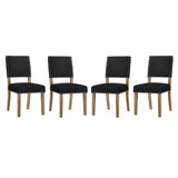Oblige Dining Chair Wood Set of 4 | Polyester by Modway