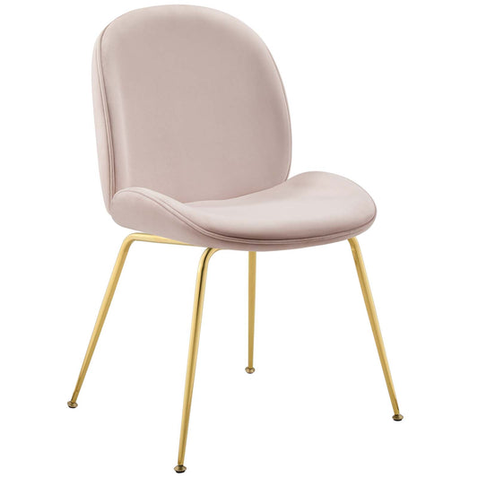 Scoop Gold Stainless Steel Leg Performance Velvet Dining Chair | Polyester by Modway