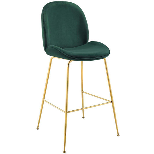 Scoop Gold Stainless Steel Leg Performance Velvet Bar Stool by Modway