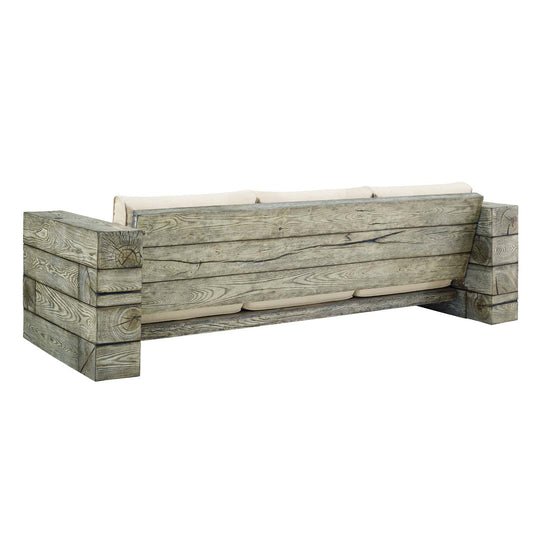 Manteo Rustic Coastal Outdoor Patio Sunbrella Sofa Light Gray Beige by Modway