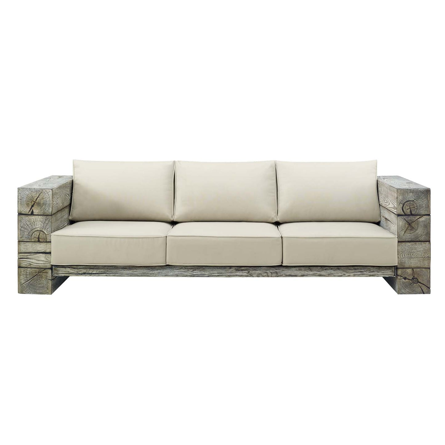 Manteo Rustic Coastal Outdoor Patio Sunbrella Sofa Light Gray Beige by Modway
