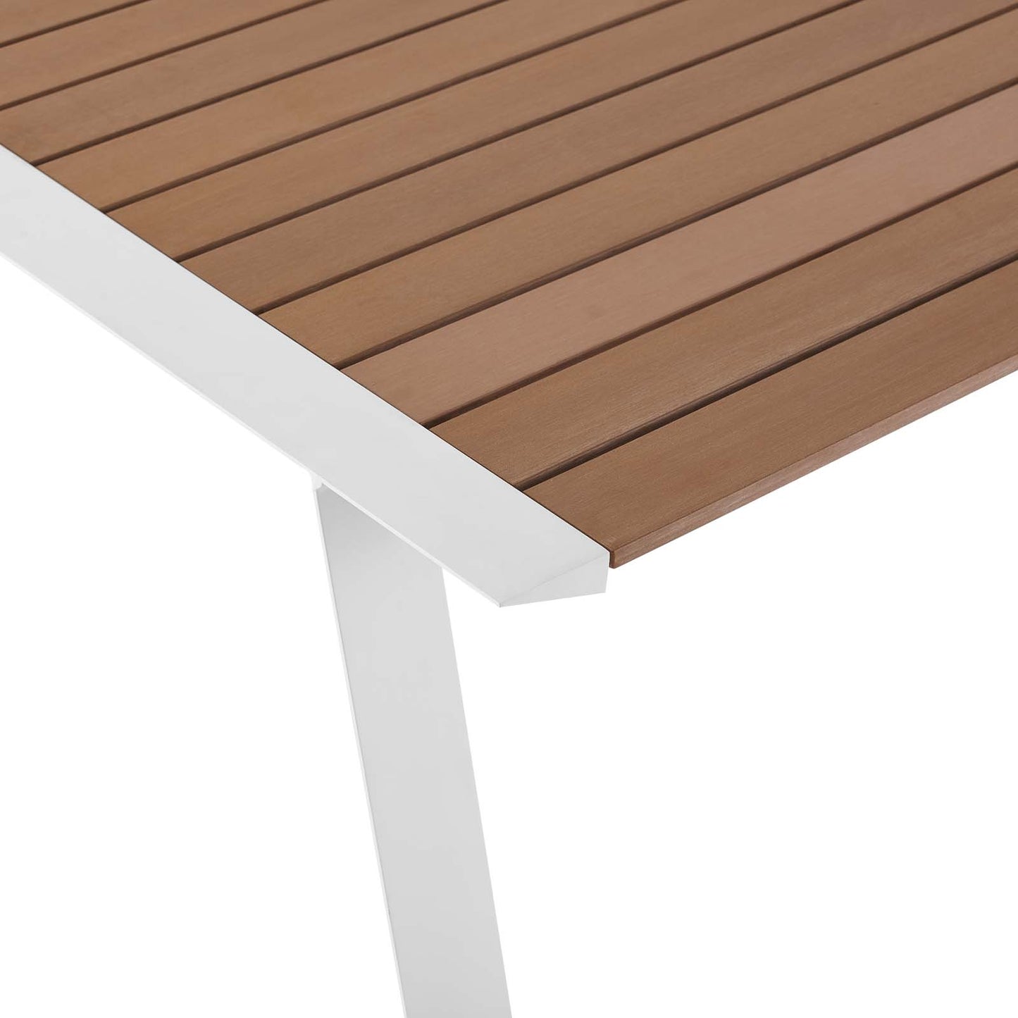 Roanoke 73" Outdoor Patio Aluminum Dining Table White Natural by Modway
