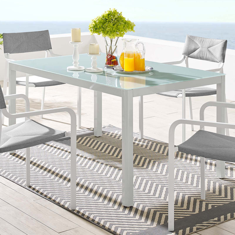 Raleigh 59" Outdoor Patio Aluminum Dining Table White by Modway