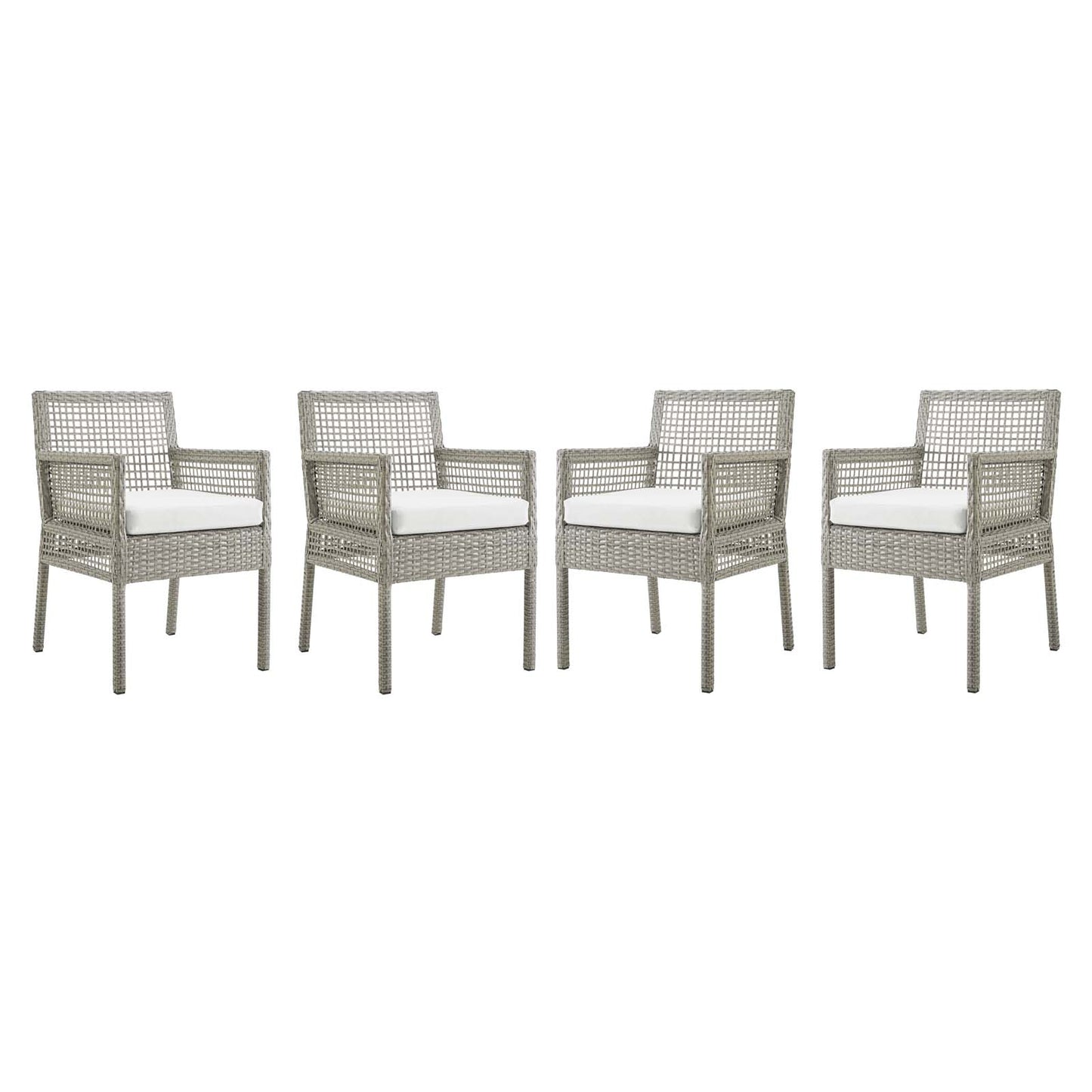 Aura Dining Armchair Outdoor Patio Wicker Rattan Set of 4 by Modway