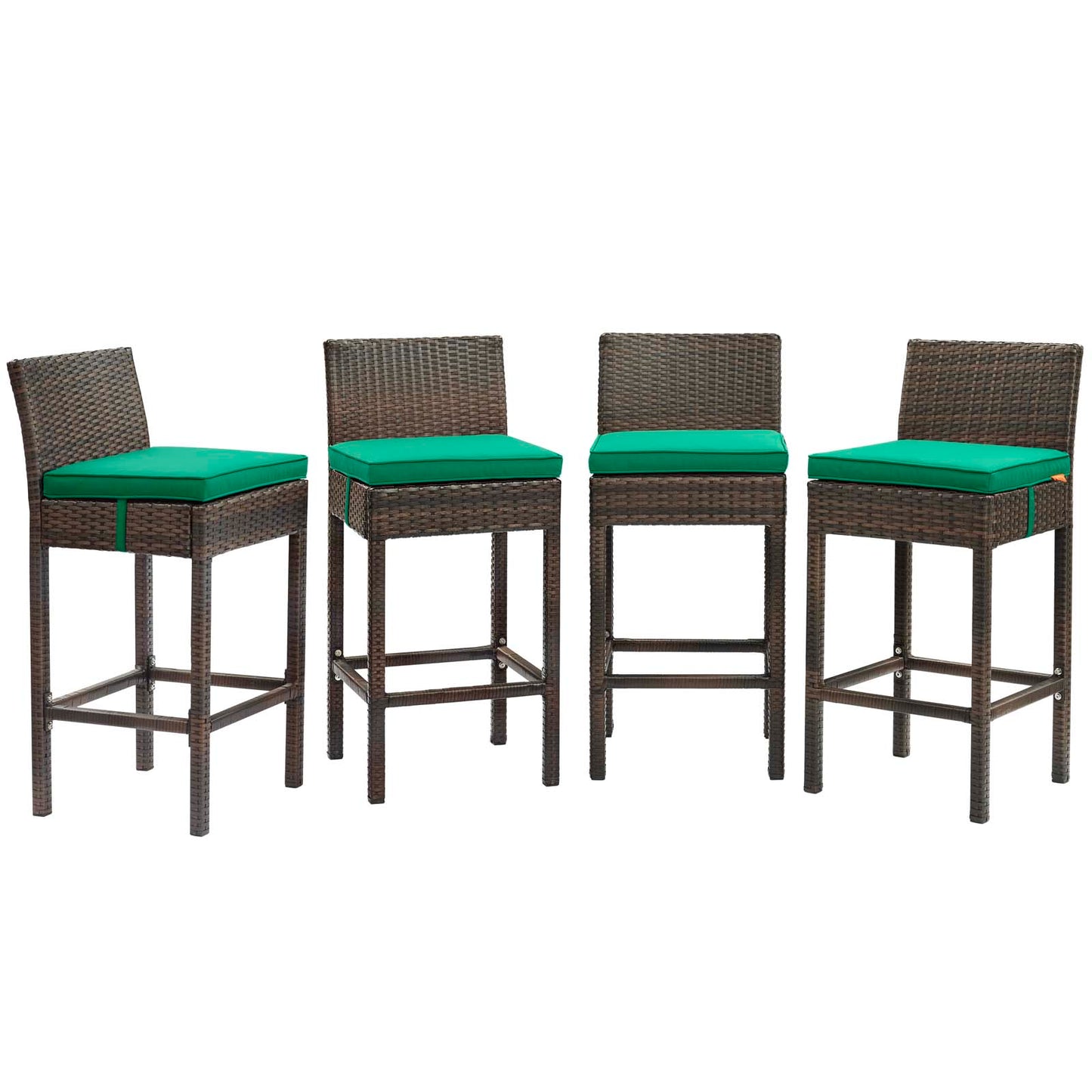 Conduit Bar Stool Outdoor Patio Wicker Rattan Set of 4 Brown by Modway