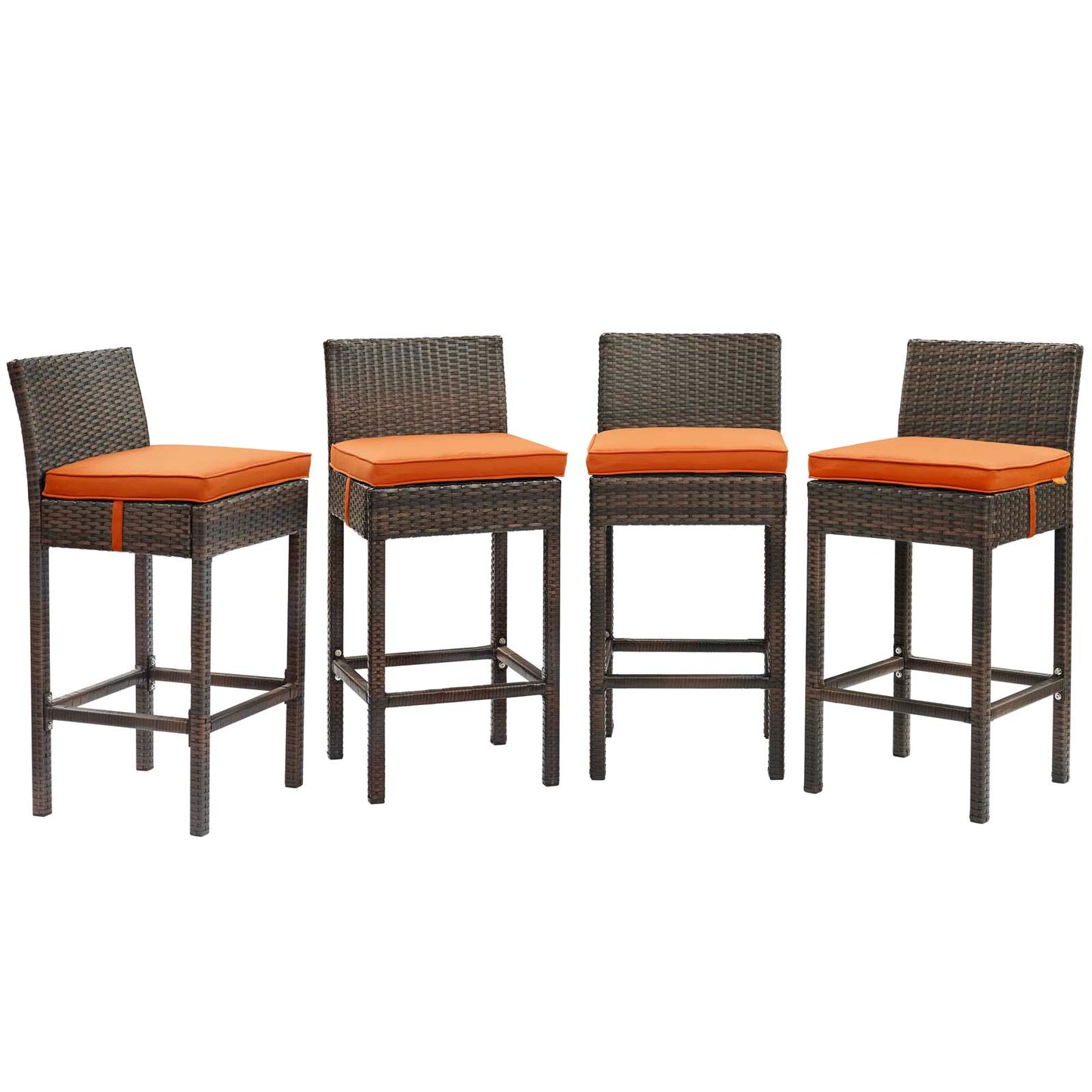Conduit Bar Stool Outdoor Patio Wicker Rattan Set of 4 Brown by Modway