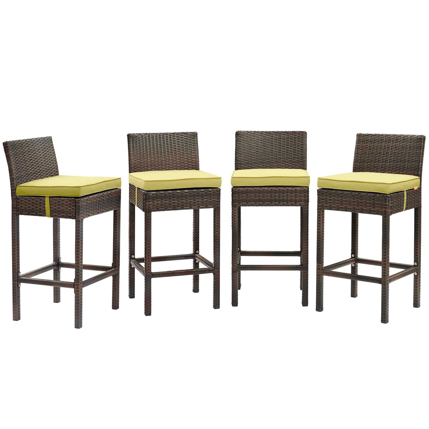 Conduit Bar Stool Outdoor Patio Wicker Rattan Set of 4 Brown by Modway