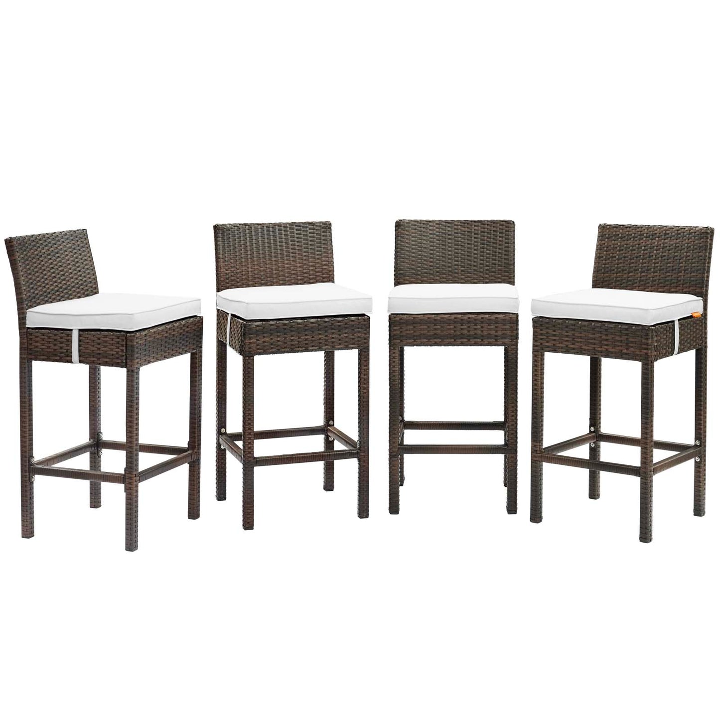 Conduit Bar Stool Outdoor Patio Wicker Rattan Set of 4 Brown by Modway