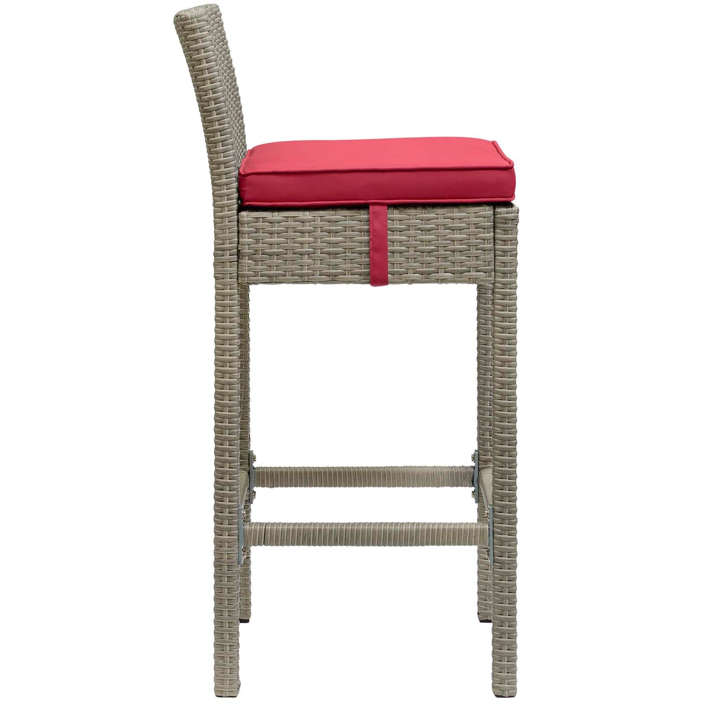 Conduit Bar Stool Outdoor Patio Wicker Rattan Set of 4 Light Gray by Modway