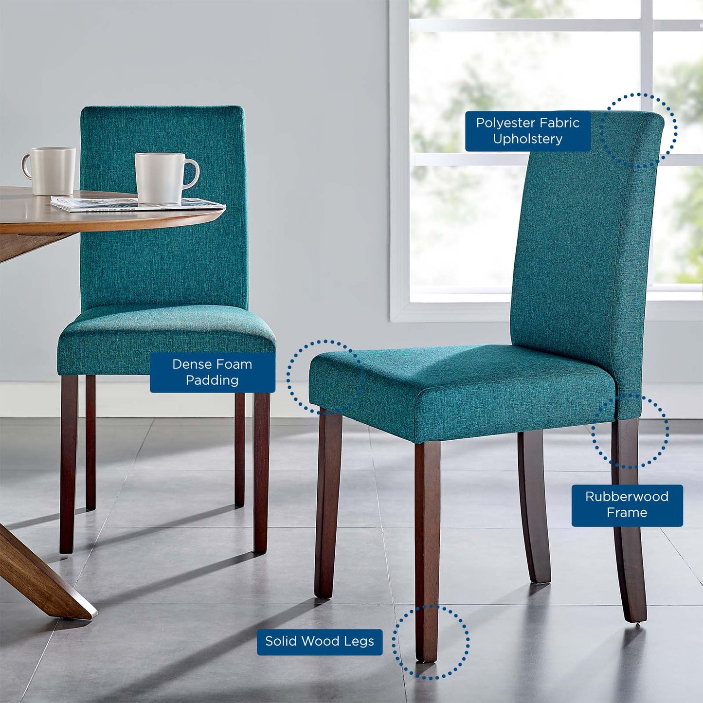 Prosper Upholstered Fabric Dining Side Chair Set of 2 | Polyester by Modway