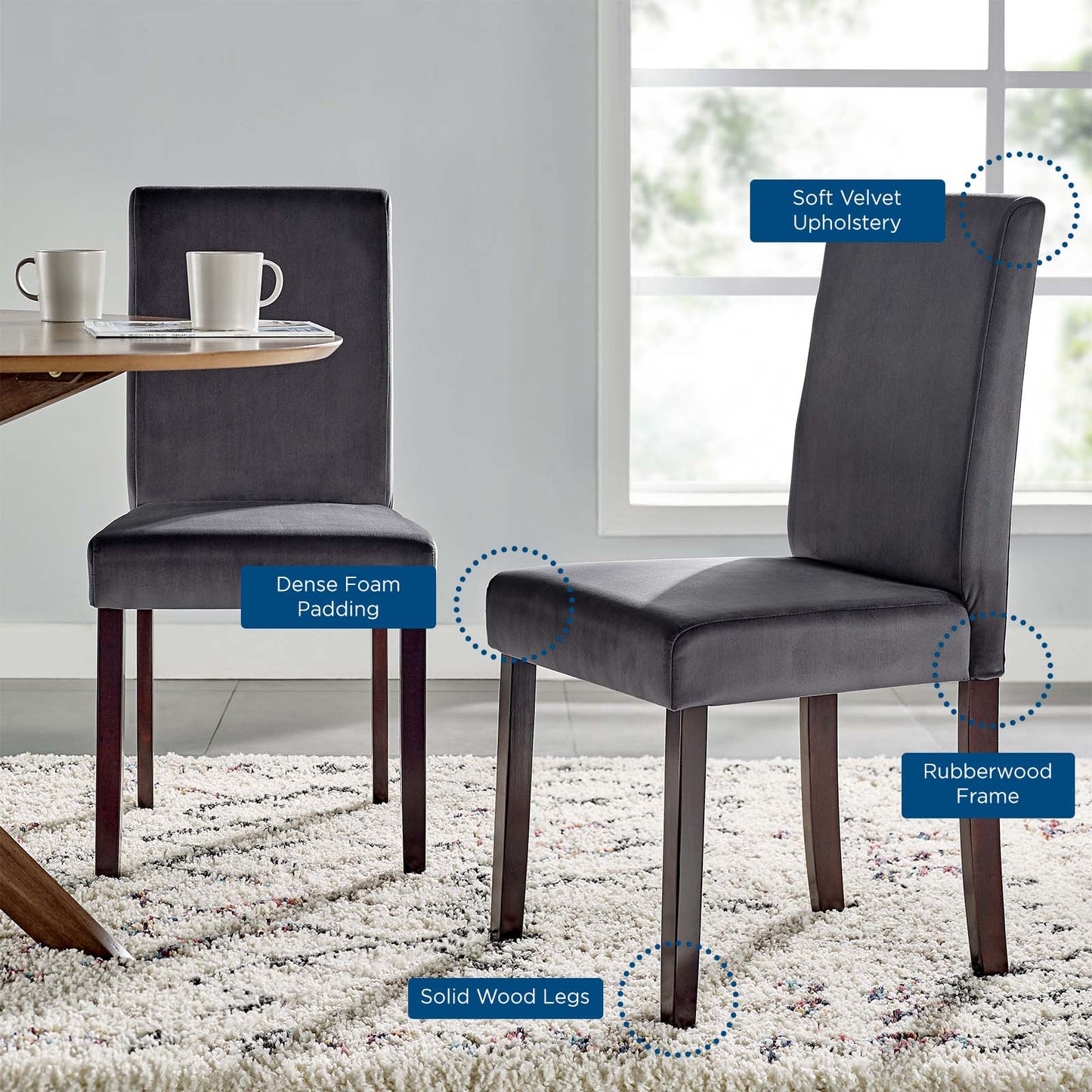 Prosper Upholstered Velvet Dining Side Chair Set of 2 | Polyester by Modway