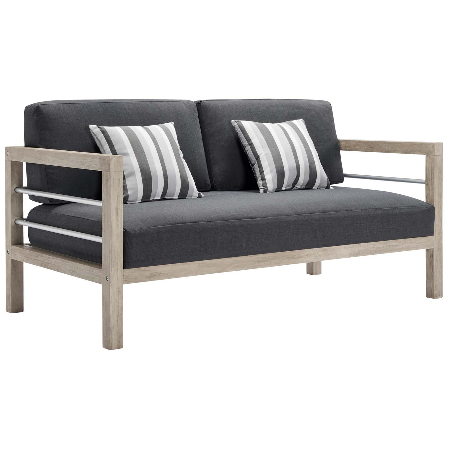 Wiscasset Outdoor Patio Acacia Wood Loveseat Light Gray by Modway