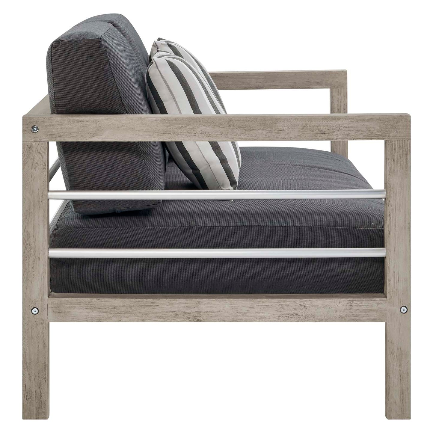 Wiscasset Outdoor Patio Acacia Wood Loveseat Light Gray by Modway