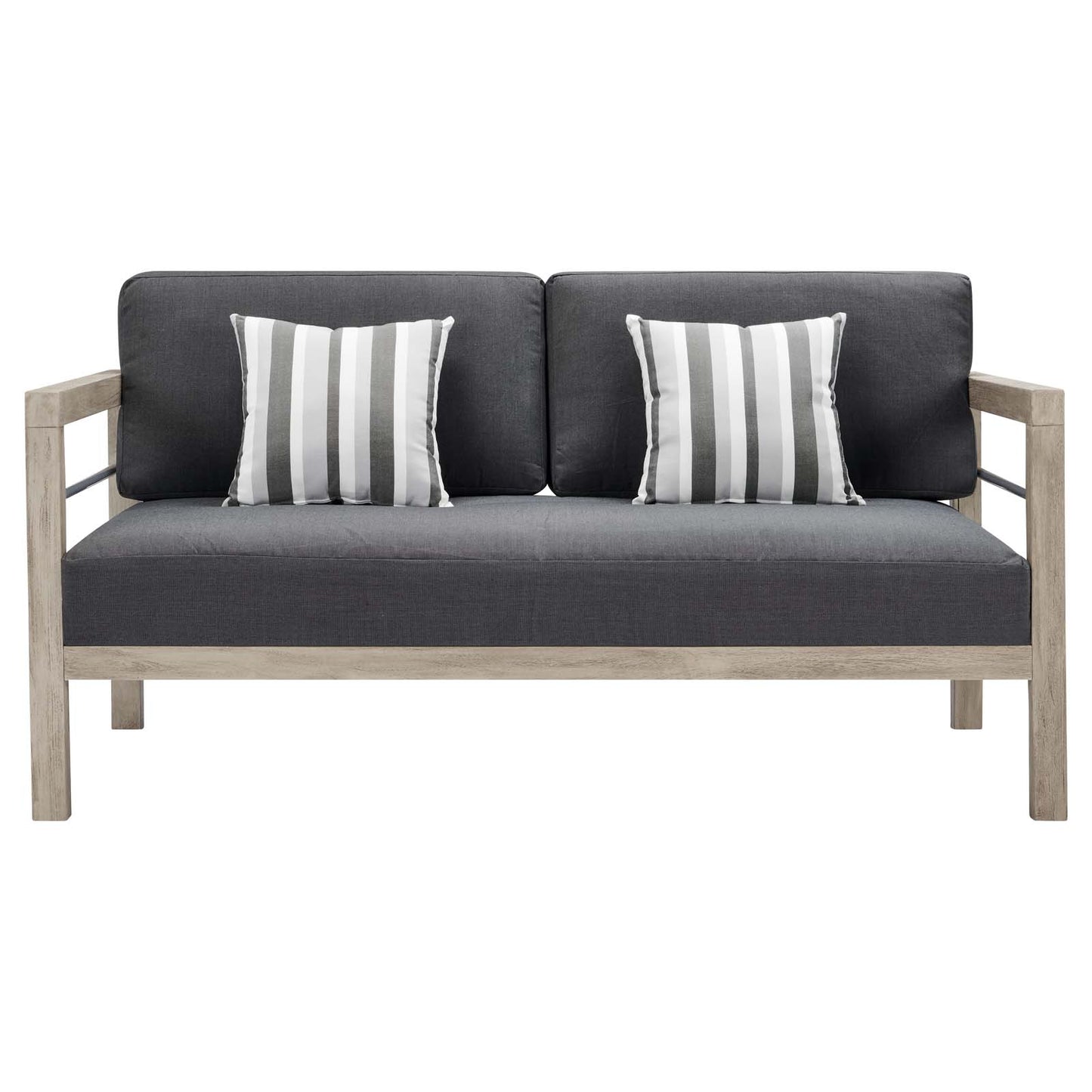 Wiscasset Outdoor Patio Acacia Wood Loveseat Light Gray by Modway