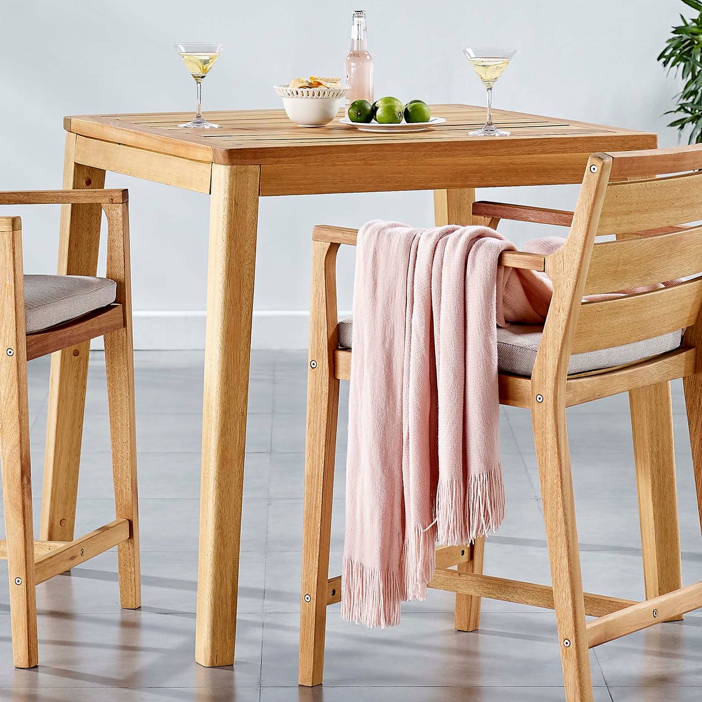 Portsmouth Karri Wood Outdoor Patio Bar Table in Natural by Modway