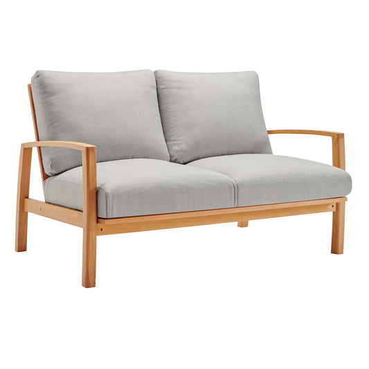 Orlean Outdoor Patio Eucalyptus Wood Loveseat Natural Light Gray by Modway