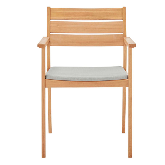 Viewscape Outdoor Patio Ash Wood Dining Armchair Natural Taupe by Modway