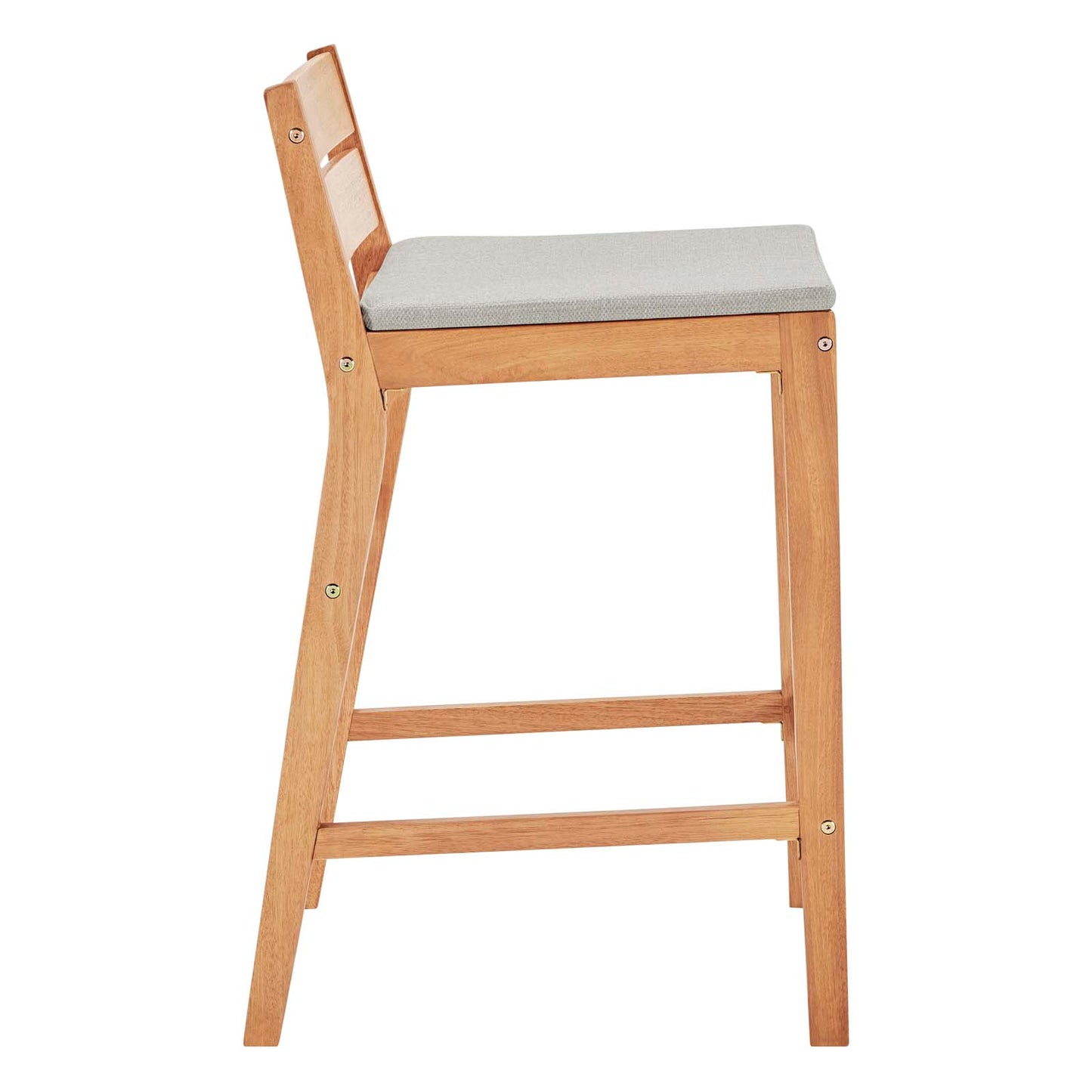 Riverlake Outdoor Patio Ash Wood Bar Stool Natural Taupe by Modway