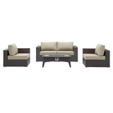 Convene 5 Piece Set Outdoor Patio with Fire Pit Espresso by Modway