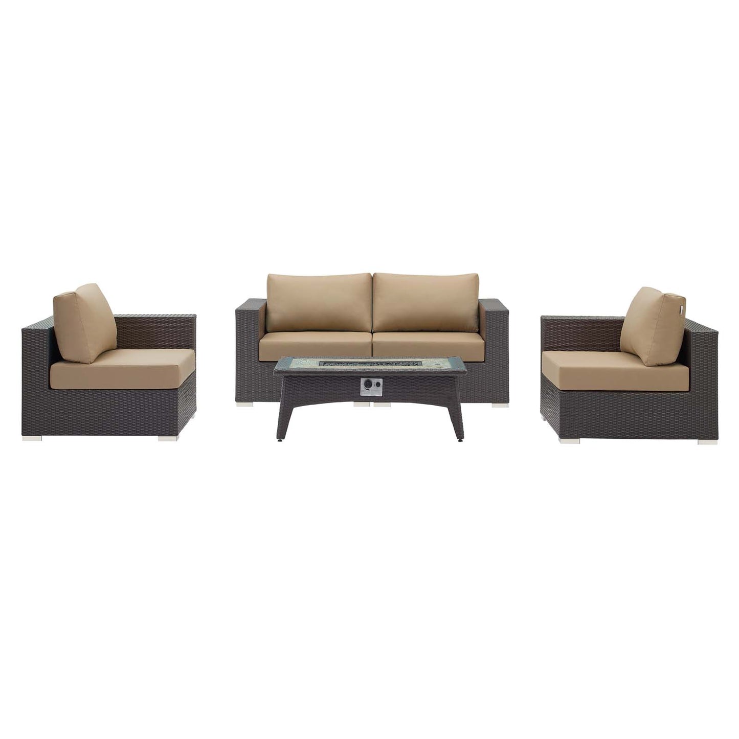 Convene 5 Piece Set Outdoor Patio with Fire Pit Espresso by Modway