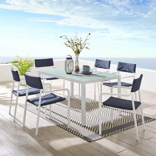 Raleigh Outdoor Patio Aluminum Dining Set with 6 Stackable Chairs by Modway