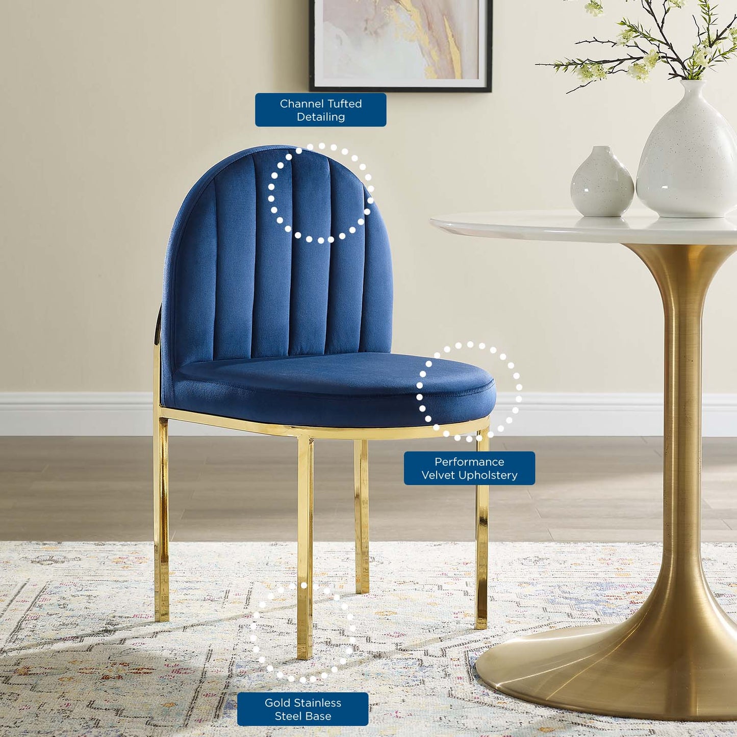 Isla Channel Tufted Performance Velvet Dining Side Chair | Polyester by Modway