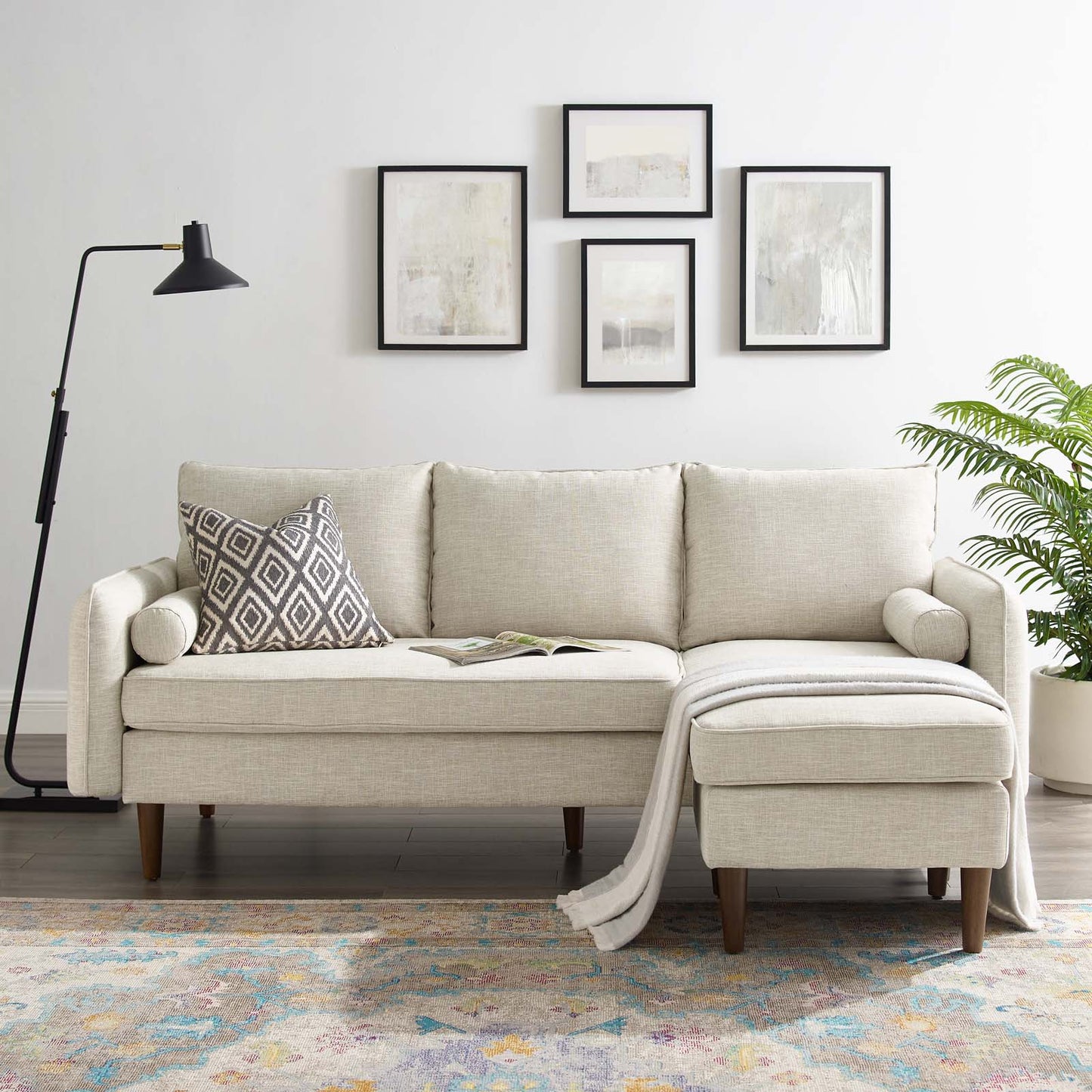 Revive Upholstered Right or Left Sectional Sofa Beige | Polyester by Modway