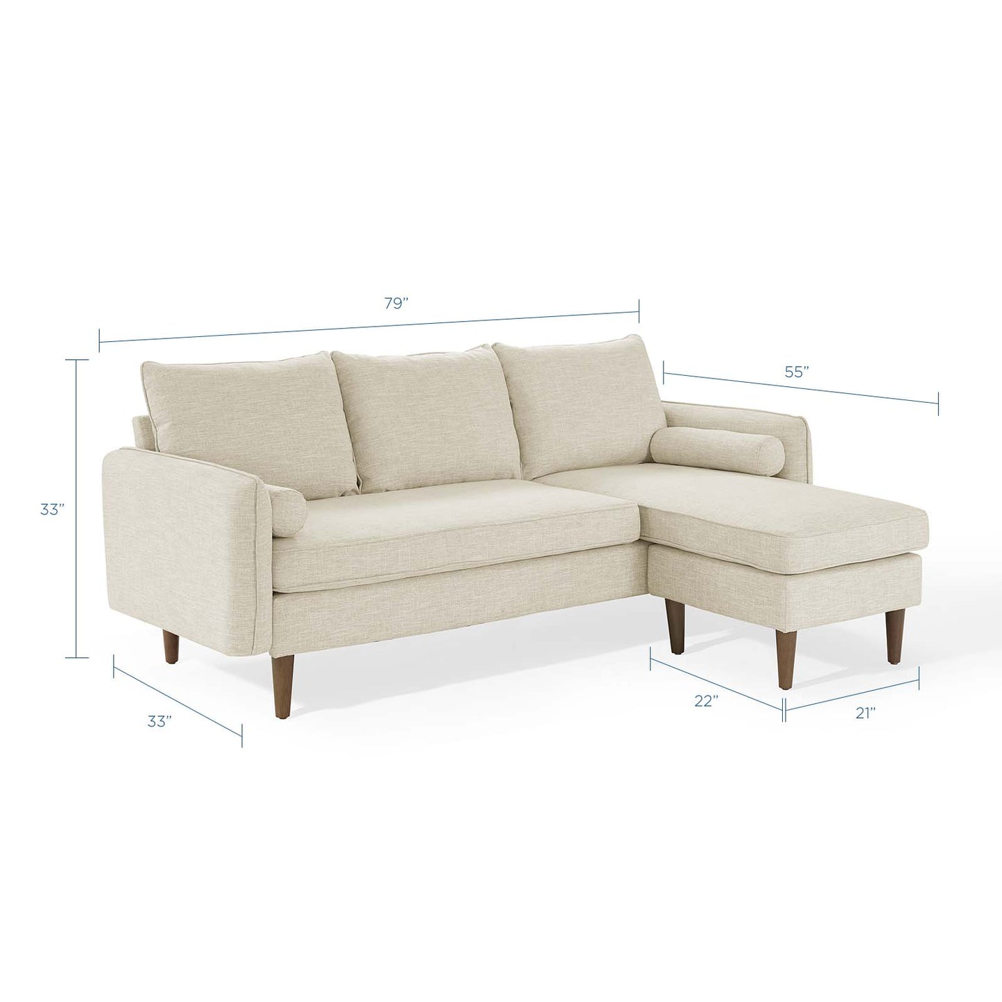 Revive Upholstered Right or Left Sectional Sofa Beige | Polyester by Modway