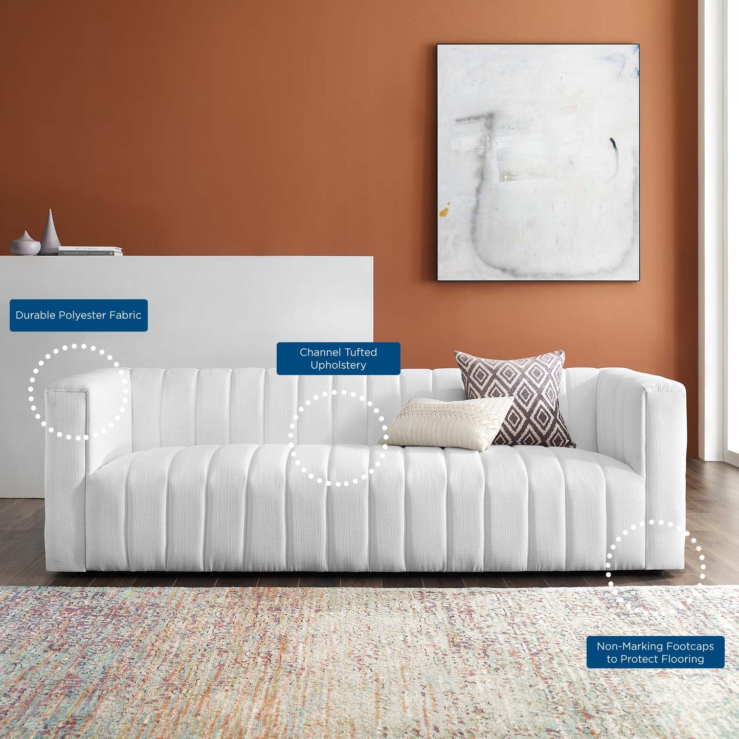 Reflection Channel Tufted Upholstered Fabric Sofa | Polyester by Modway