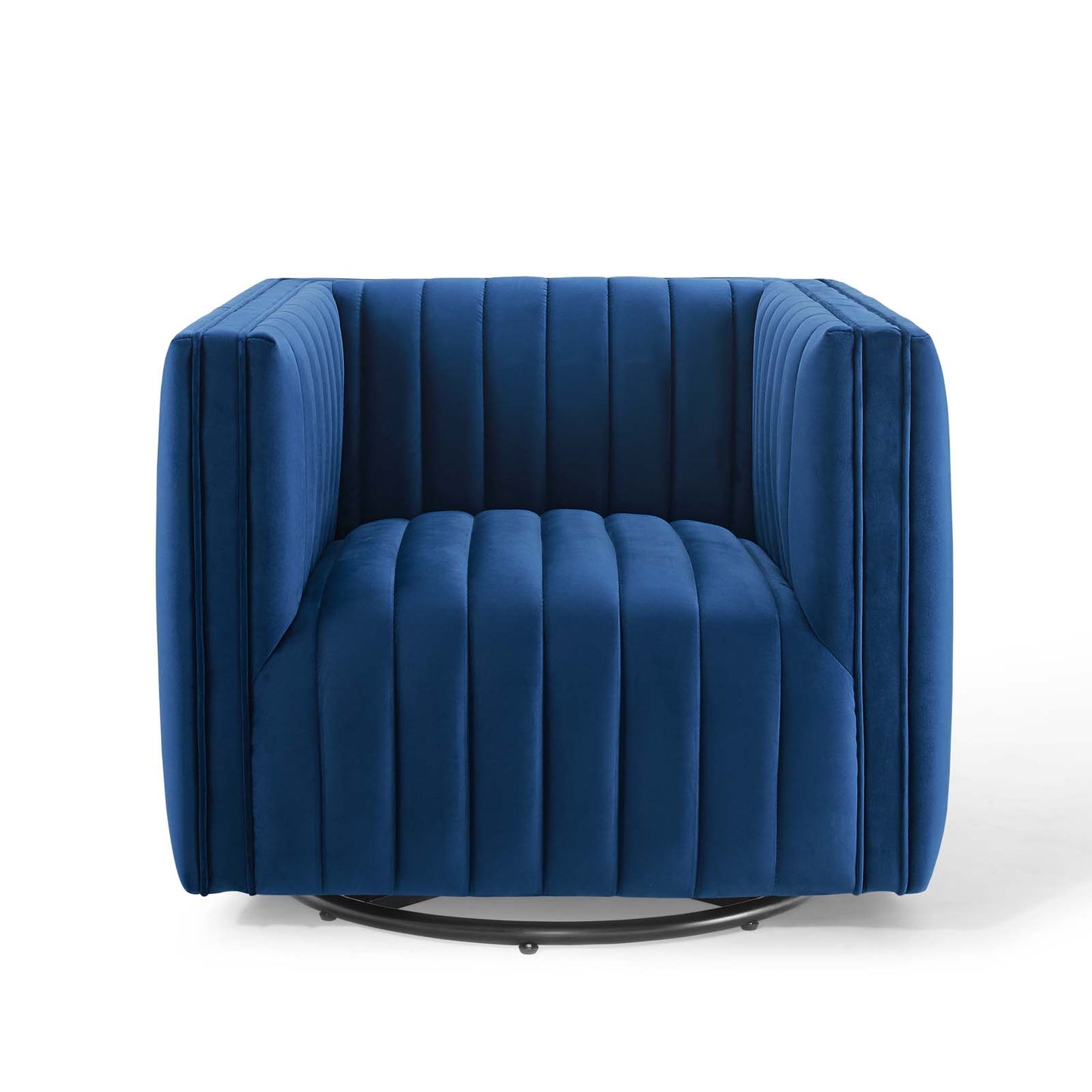 Conjure Channel Tufted Performance Velvet Swivel Armchair | Polyester by Modway