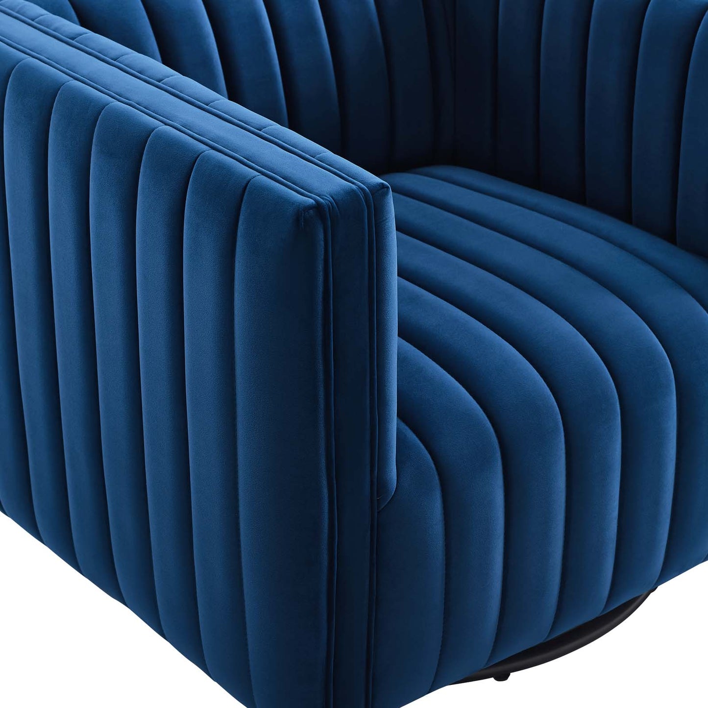 Conjure Channel Tufted Performance Velvet Swivel Armchair | Polyester by Modway